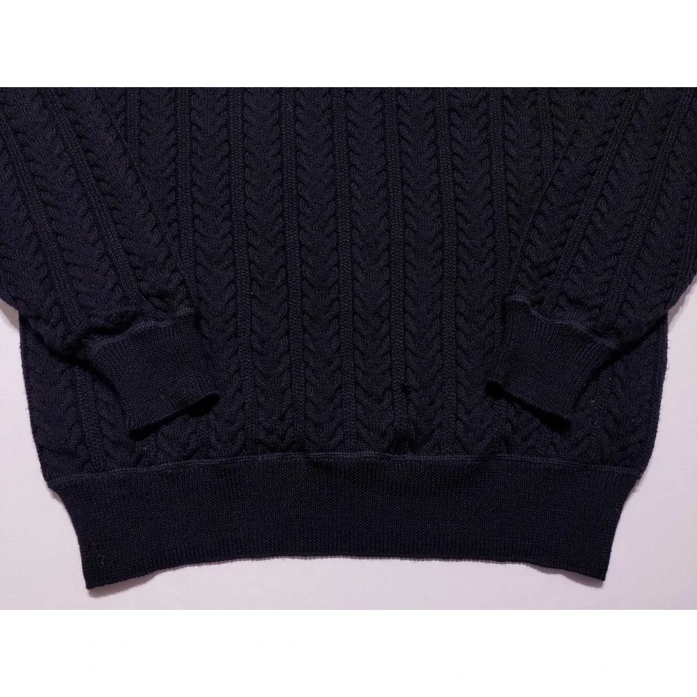Vintage DESCENTE Walt Disney World Golf Classic Cable Knit Wool Sweater Black XL